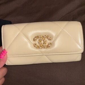 Chanel Beige Quilted Leather Wallet